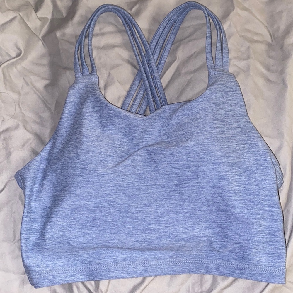 Blue/Grey tank top with built in bra padding. Workout top. Size small.